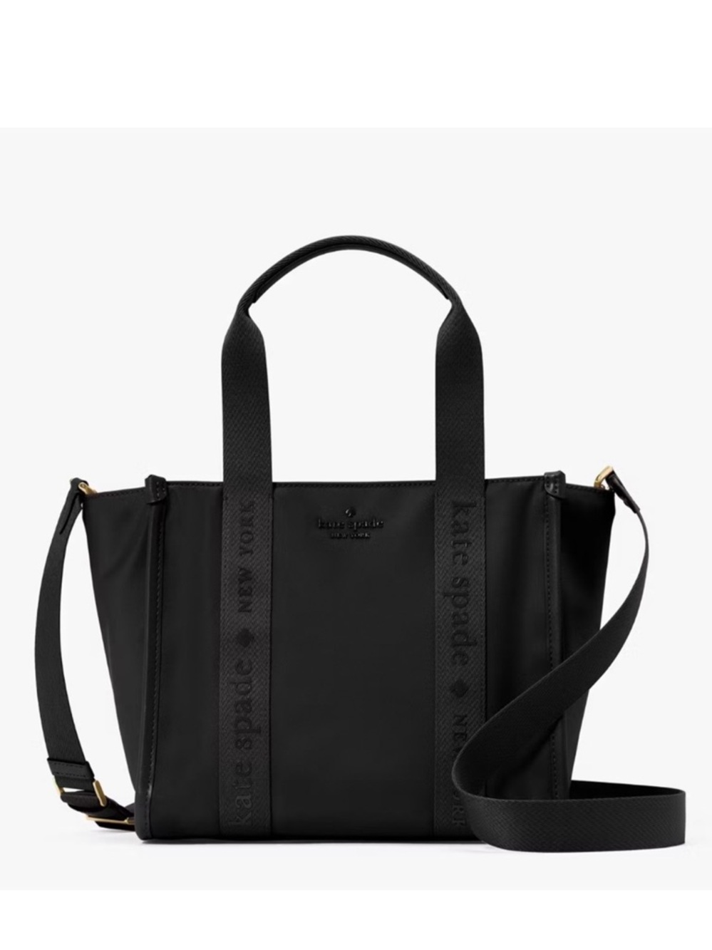 ♠️Kate Spade New York Kip Ksnyl Nylon Small Tote Crossbody Bag, Black NEW NWT